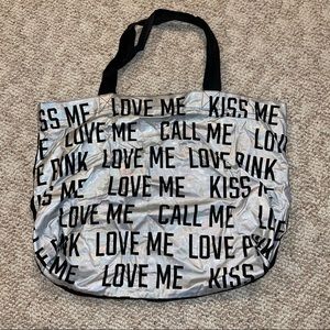 Victoria’s Secret PINK Shiny Silver Tote Bag